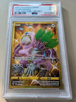 2020 Pokemon Vivid Voltage Oranguru Gold Full Art #199 Secret Rare PSA 9 - Image 2