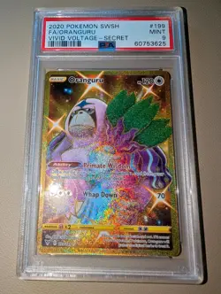 2020 Pokemon Vivid Voltage Oranguru Gold Full Art #199 Secret Rare PSA 9 - Image 3