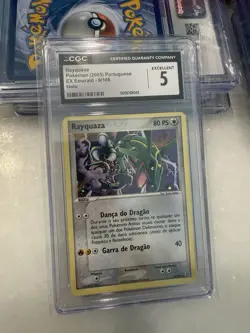🔥 SUPER RARE PORTUGUESE 📈 2005 Pokemon EX Emerald Rayquaza Holo #9/106 CGC 5 - Image 1