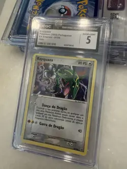 🔥 SUPER RARE PORTUGUESE 📈 2005 Pokemon EX Emerald Rayquaza Holo #9/106 CGC 5 - Image 2