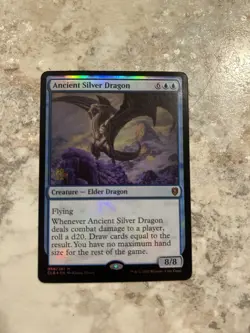 Ancient Silver Dragon Prerelease Foil Baldurs Gate Magic Card MTG NM - Image 1
