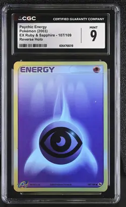 CGC 9 MINT Psychic Energy EX Ruby & Sapphire 107/109 Reverse Holo Pokemon Card - Image 1