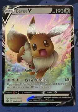 Pokemon Card TCG - Eevee V SWSH065 Black Star Promo Sword & Shield Promo NM - Image 1