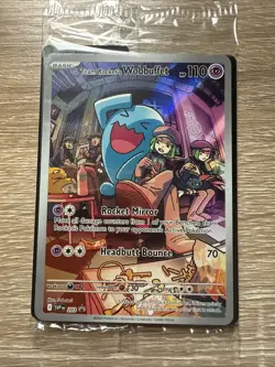 Team Rocket's Wobbuffet SVP 203 Full Art Promo Sealed Pokemon TCG Card - Image 1