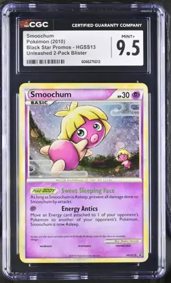 CGC 9.5 MINT+ Smoochum 2010 Black Star Promos HGSS13 Holo Pokemon Card - Image 1