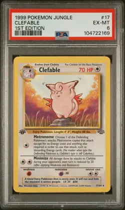 1999 POKEMON JUNGLE 1ST EDITION #17 CLEFABLE PSA 6 - Image 1