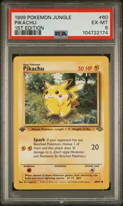 1999 POKEMON JUNGLE 1ST EDITION #60 PIKACHU PSA 6 - Image 1