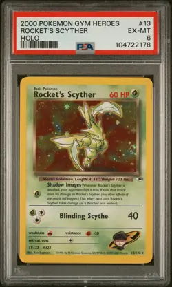 2000 POKEMON GYM HEROES HOLO #13 ROCKET'S SCYTHER PSA 6 - Image 1