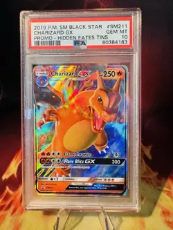 2019 Pokemon SM Black Star Promo SM211 Charizard GX Hidden Fates Tins PSA 10 - Image 1