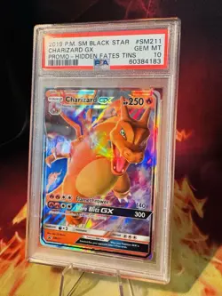 2019 Pokemon SM Black Star Promo SM211 Charizard GX Hidden Fates Tins PSA 10 - Image 2