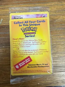 Pokemon WB First Movie Mewtwo Card Black Star Promo 1999 Sealed - Image 1