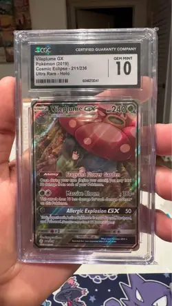 Pokemon Card CGC 10 Vileplume GX Alt Art Cosmic Eclipse 211/236 - Image 1