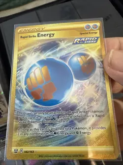 Rapid Strike Energy 182/163 Battle Styles Gold Secret Rare Pokemon Card NM T233 - Image 1