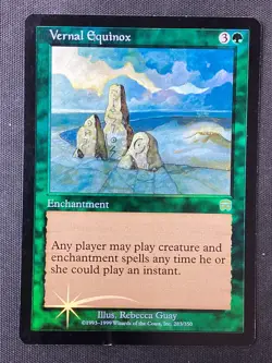 MTG Mercadian Masques #283 Vernal Equinox FOIL HP (Creases, Press) - Image 1