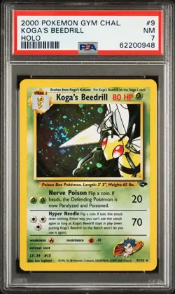2000 POKEMON GYM CHALLENGE HOLO #9 KOGA'S BEEDRILL PSA 7 - Image 1