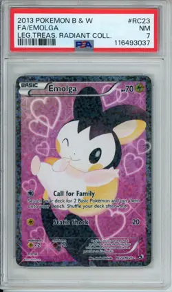 Pokemon B&W: Emolga - Legendary Treasure Radiant Collection (RC23/RC25) - PSA 7 - Image 1