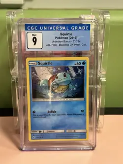CGC 9 Squirtle 33/214 Cosmos Holo Unbroken Bonds Pokemon Card 2019 Premium Coll. - Image 1