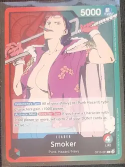 Smoker L OP10-001 Royal Blood One Piece Card Game CCG English NM Green/Red - Image 1