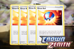 4X Great Ball 132/159 Pokemon Card Crown Zenith Playset Near Mint Non Holo - Image 1