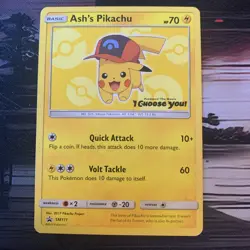 Pokemon Ash's Pikachu - SM111 - SM Black Star Promo Sun and Moon Card TCG LP - Image 1