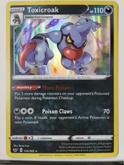 HOLO Toxicroak 124/202 LP - B2G1F Sword Shield Pokemon Card $2 Flat Shipping - Image 1