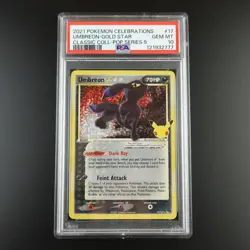 PSA 10 Umbreon Gold Star 17/17 Celebrations Holo Graded Pokemon Card - Image 1