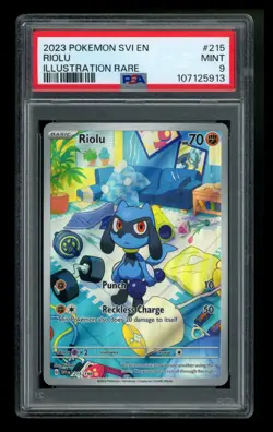 PSA 9 Riolu 215/198 Scarlet Violet Base 2023 IR Pokemon Card TCG - Image 1