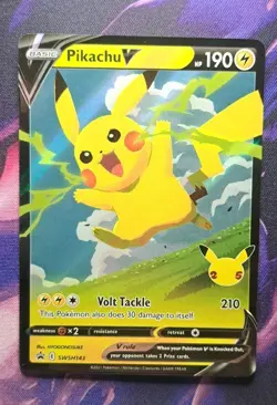 Pokemon TCG: Pikachu V SWSH143 SWSH: Celebrations Promo Cards Holo - Image 1