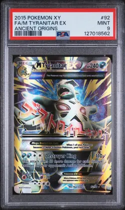 2015 Pokemon - XY Ancient Origins - M Tyranitar EX 92/98 Full Art - PSA 9 - Image 1