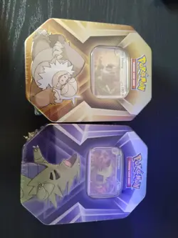 Lot Of 2 Pokemon TCG Triple Whammy Tin Set Slaking And Tranitar Factory Sealed - Image 1