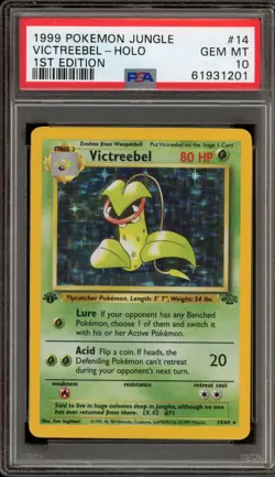 Pokemon Victreebel Jungle 1st Edition Holo Rare #14 PSA 10 Gem Mint - Image 1