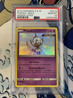 2019 Pokemon Sun & Moon Hidden Fates Shiny Poipole SV19 PSA 10 GEM MINT - Image 1