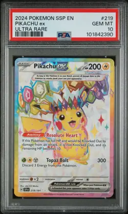 PSA 10 Pikachu ex, Ultra Rare, SIR Cert. Sequential Set Pokemon Surging Sparks - Image 5
