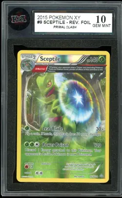 2015 Pokemon Primal Clash #9 Sceptile Reverse Holo KSA 10 Gem Mint - Image 1