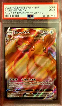 PSA 9 Pokemon TCG Eevee VMAX Sword & Shield Shining Fates Black Star Promo - Image 1