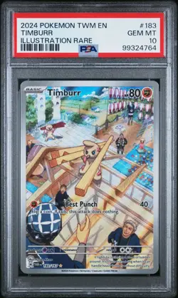 Timburr Illustration Rare PSA 10 Pokemon Twilight Masquerade 183/167 - Image 1
