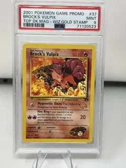 PSA 9 MINT - Gold W Stamp Brock's Vulpix (Magazine Promo) WoTC Pokemon Card - Image 1