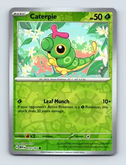 Caterpie 010/165 SV: Scarlet & Violet 151 Reverse Holo Pokemon Card NM - Image 1