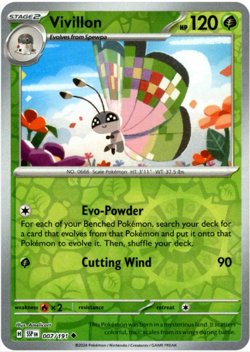 Vivillon 007/191 | Surging Sparks | Uncommon Reverse Holo | NM Pokemon Card - Image 1