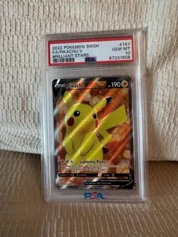 Pikachu v Full Art Holo Card 157/172 Swsh09 Brilliant Stars PSA 10 - Image 1