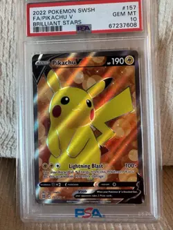 Pikachu v Full Art Holo Card 157/172 Swsh09 Brilliant Stars PSA 10 - Image 2