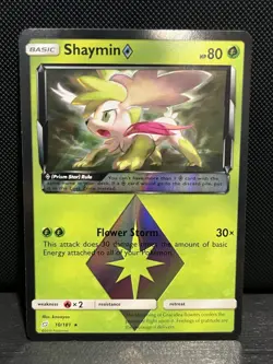 Shaymin Prism Star 10/181 Team Up Holo Pokemon TCG Card - LP (Pretty Minor) - Image 1