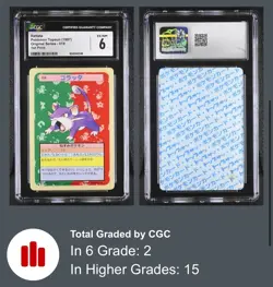 CGC 6 Rattata Pokemon Topsun (1997) 019 1st Print Blue Back POP 2! - Image 3