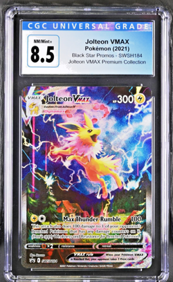 2021 POKEMON SWSH BLACK STAR PROMO #184 FULL ART/JOLTEON VMAX CGC 8.5 - Image 1