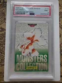 1996 Pokemon Japanese Bandai Carddass Vending #118 Goldeen PSA 9 - Image 1