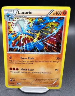Pokemon 2016 Lucario Black Star Promo #XY140 Cosmos Holo Rare MP - Image 1