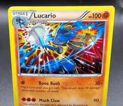 Pokemon 2016 Lucario Black Star Promo #XY140 Cosmos Holo Rare MP - Image 2
