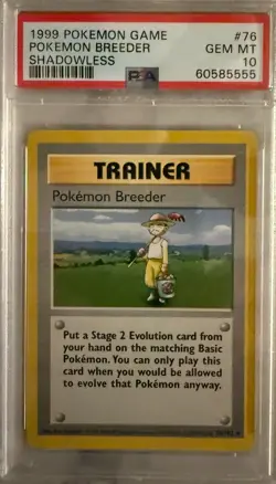 1999 Pokemon Game Pokemon Breeder Shadowless Gem Mint 10 - Image 1