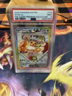 Pokemon Prismatic Evolutions Super-Premium Collection #174 Eevee EX, PSA 9 - Image 1