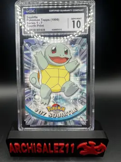 1999 Pokemon Topps Series 1-7 Squirtle Fourth Print #7 CGC 10 - Image 1